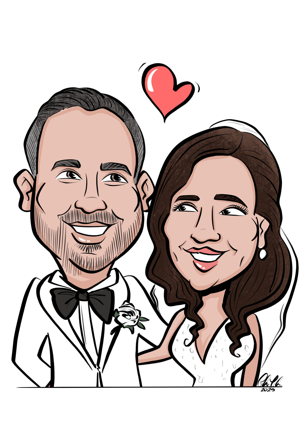 Digital Caricatures, Wedding Gift for Bride and Groom