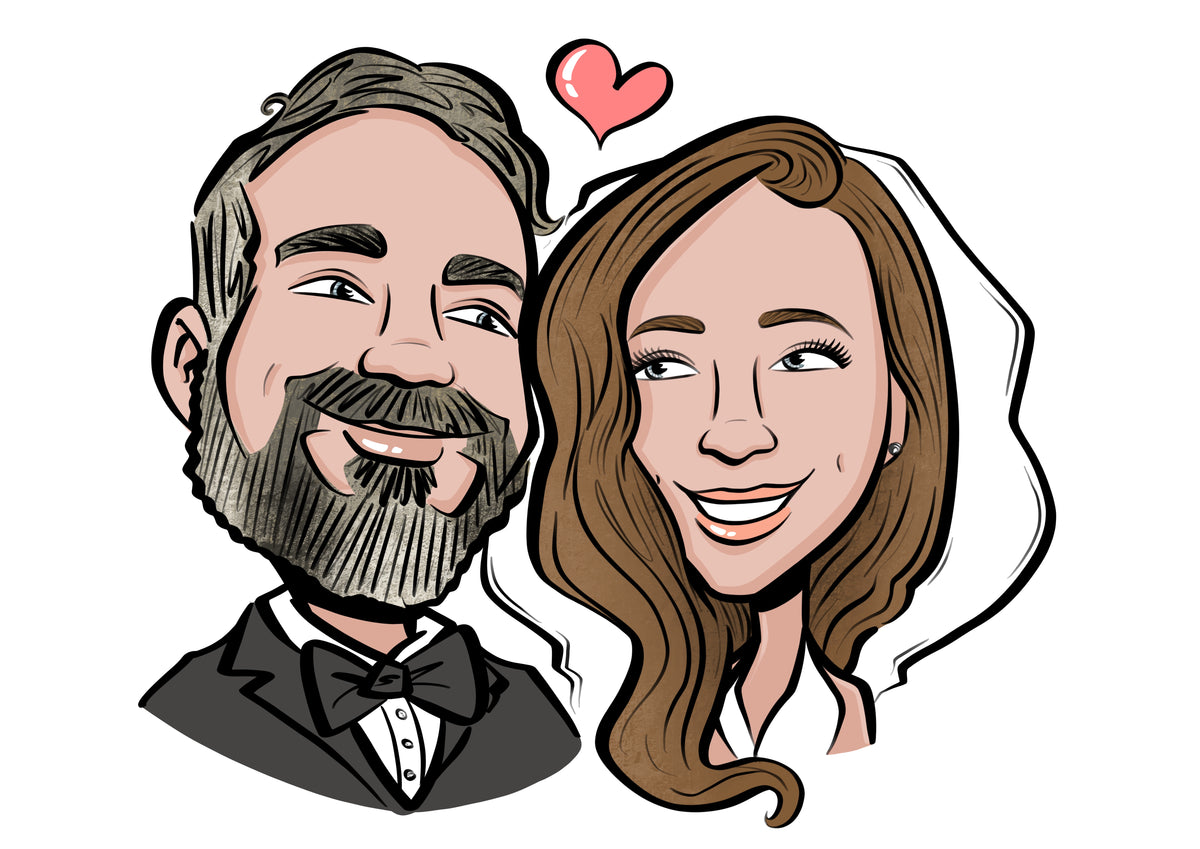 Digital Caricatures, Wedding Gift for Bride and Groom